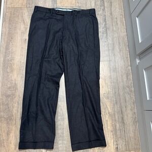 INCOTEX Peter Super 120s Wool Trousers Charcoal Gray Flat Front Cuffed Men 36x29